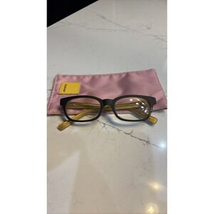 EYEBOBS Reading Glasses +2.50 Over Aerved Black Amber Yellow w/Case